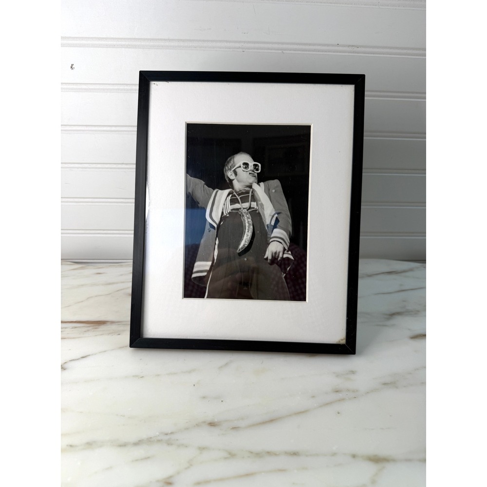 Vintage 1976 Elton John Earls Court London Press Photo Framed Music Memorabilia